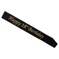 Ordensbånd Happy 18th Birthday Svart/Gull