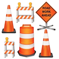 Pappdekorasjoner Road Work Ahead