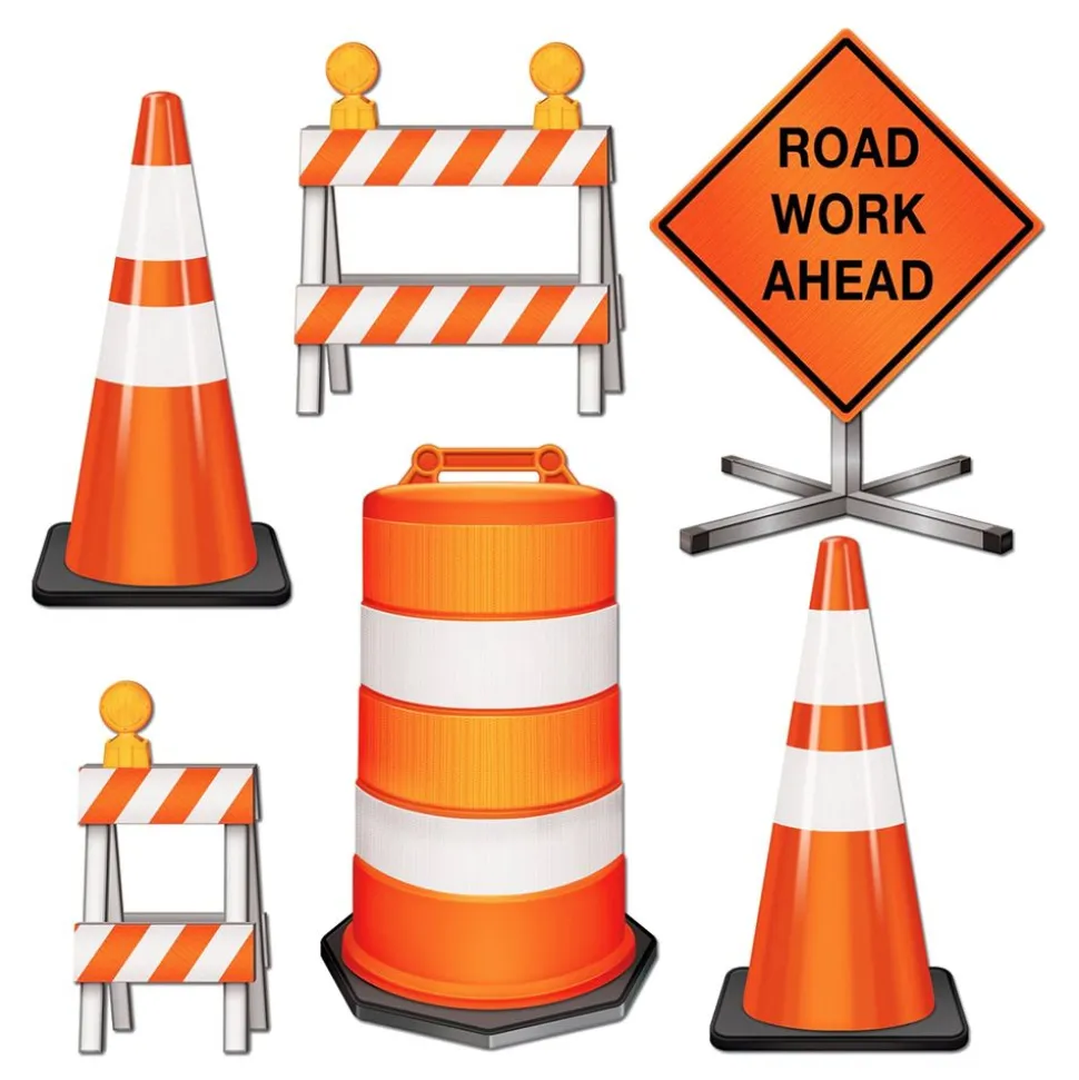 Pappdekorasjoner Road Work Ahead