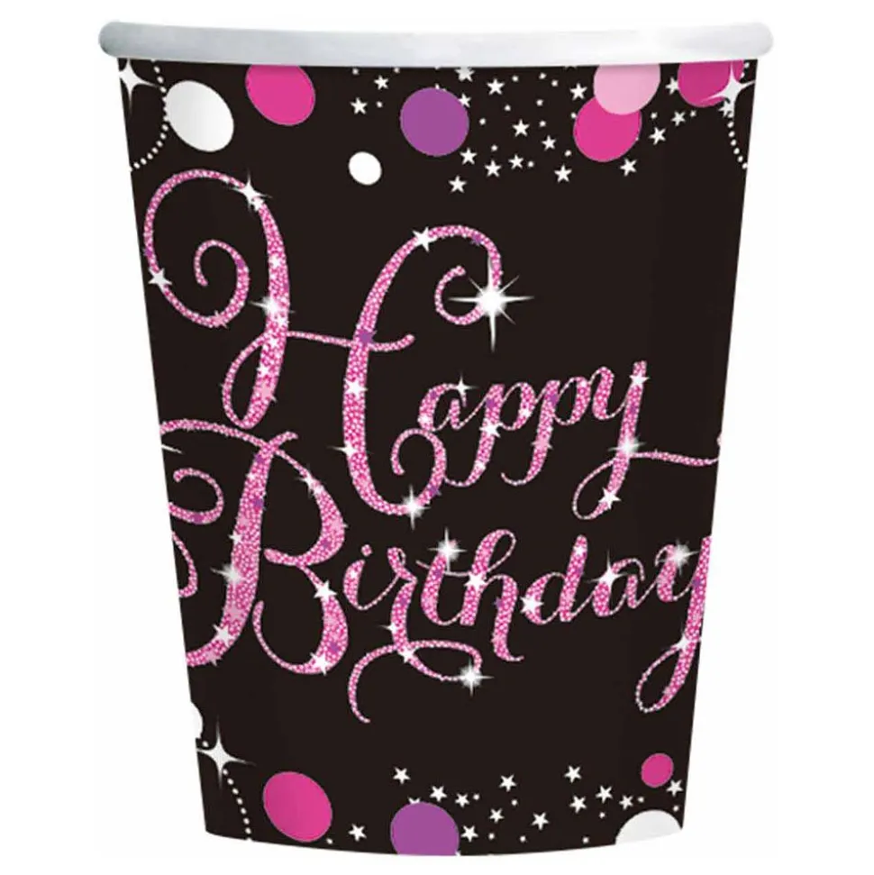Pappkopper Happy Birthday Rosa Sparkling