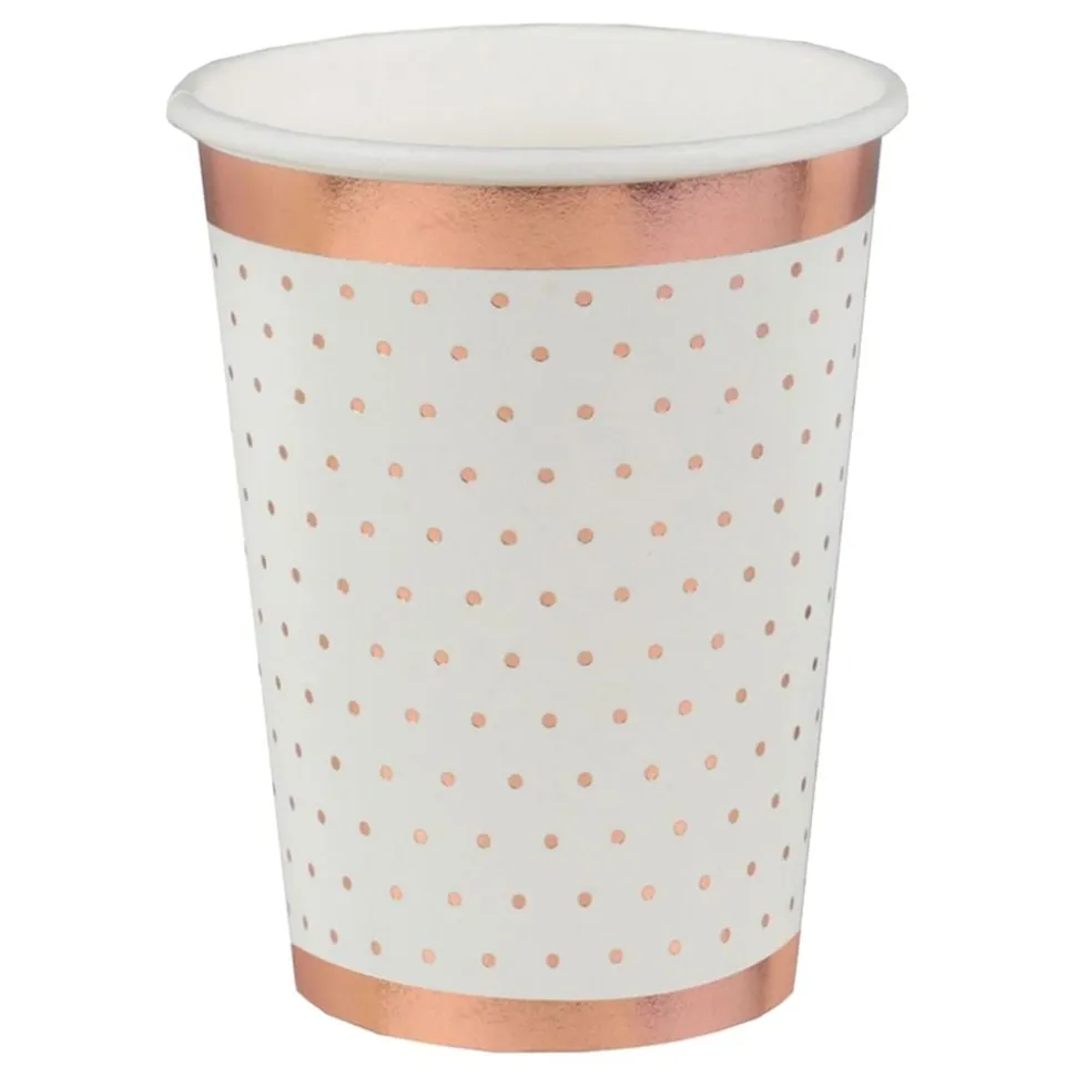 Pappkopper Prikkete Hvit/Roségull