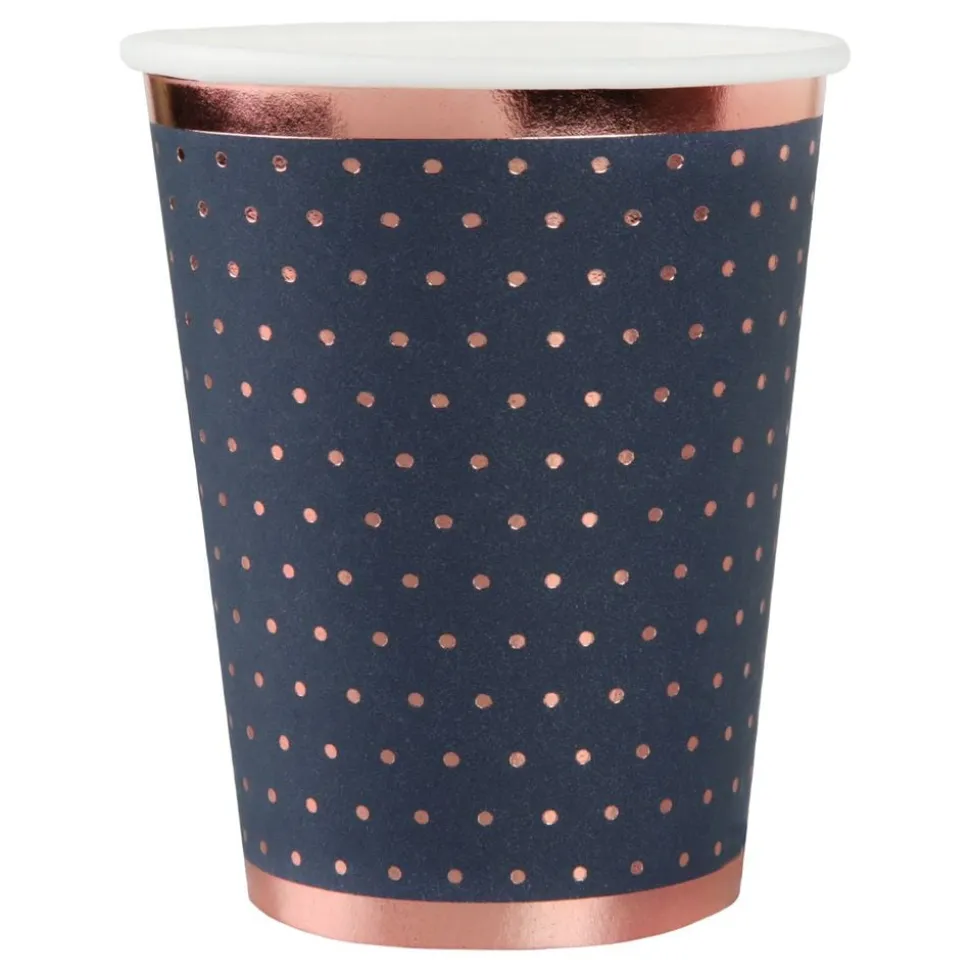 Pappkopper Prikkete Navy/Roségull