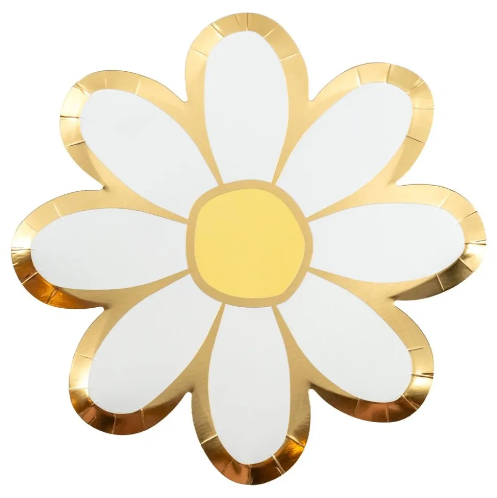 Papptallerken Blomster Gullfolie