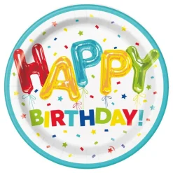 Papptallerkener Ballonger Happy Birthday