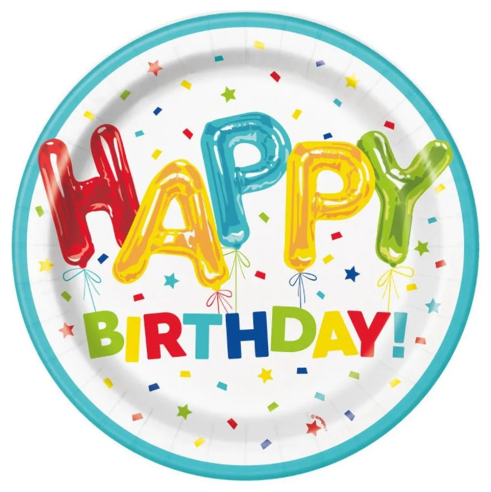 Papptallerkener Ballonger Happy Birthday