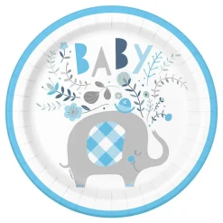 Papptallerkener Elefant Baby Blå