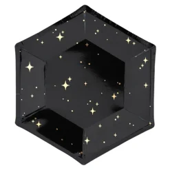 Papptallerkener Gullstjerner Hexagon Celebrate
