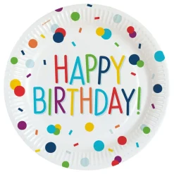 Papptallerkener Happy Birthday Konfetti