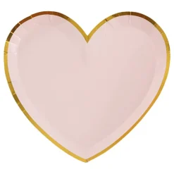 Papptallerkener Hjerteformet Rosa/Gull