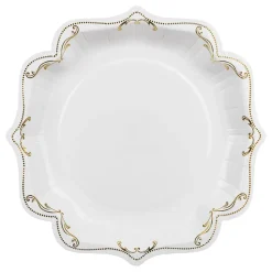 Papptallerkener Ornament Gull/Hvit