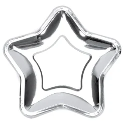 Papptallerkener Stjerne Sølv Metallic
