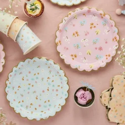 Papptallerken Floral Pastell