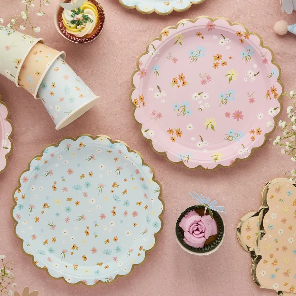 Papptallerken Floral Pastell