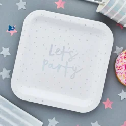 Papptallerken Let's Party Fargeskimrende