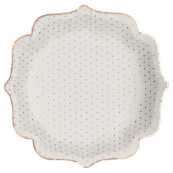 Papptallerken Prikkete Hvit/Roségull