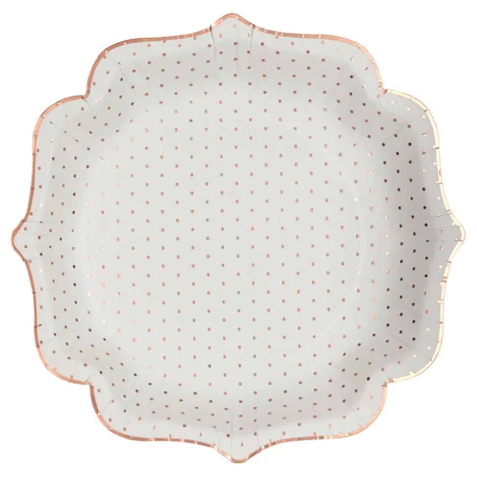 Papptallerken Prikkete Hvit/Roségull