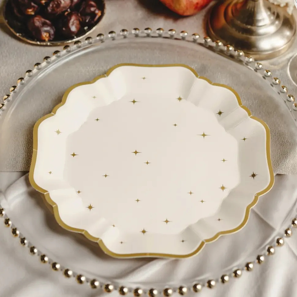 Papptallerken Stjerner Beige