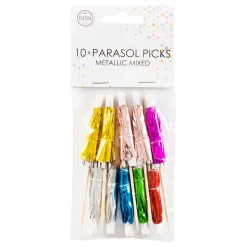 Partypicks drinkparaply flerfargede Metallic