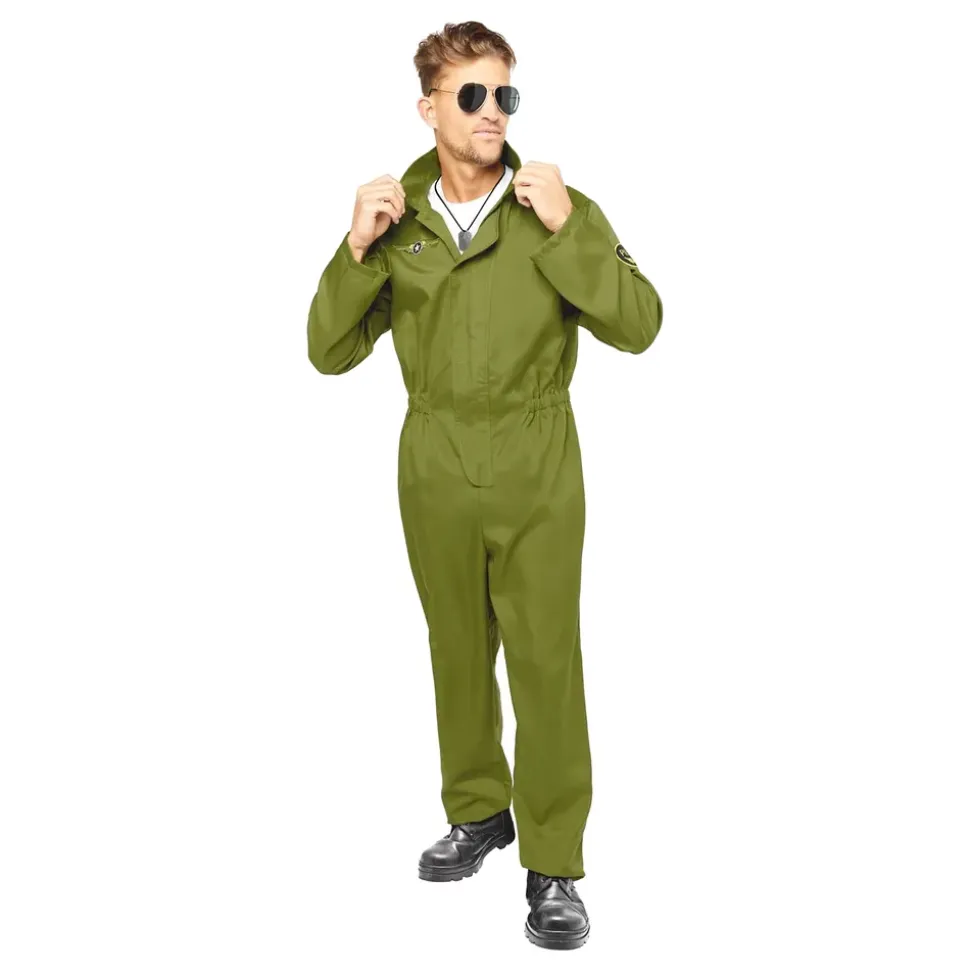 Pilot Grønn Jumpsuit Kostyme