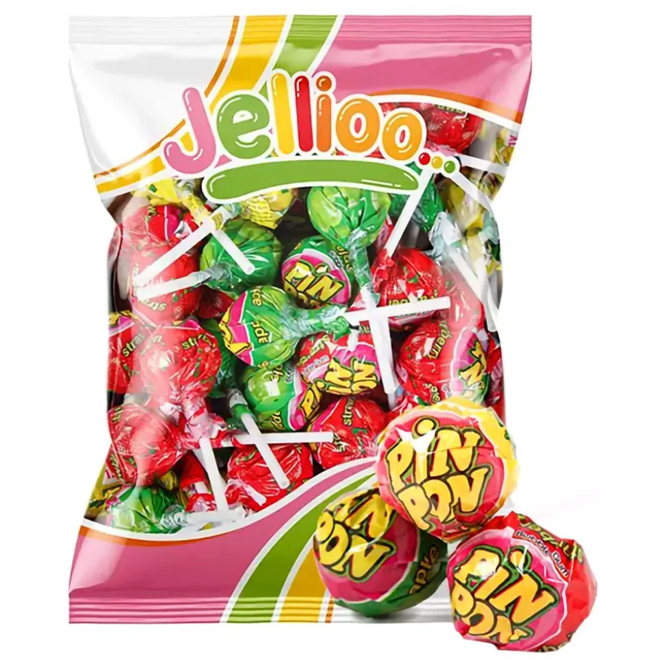 Pin Pon Lollipop Gum Sour Miks Storpakning