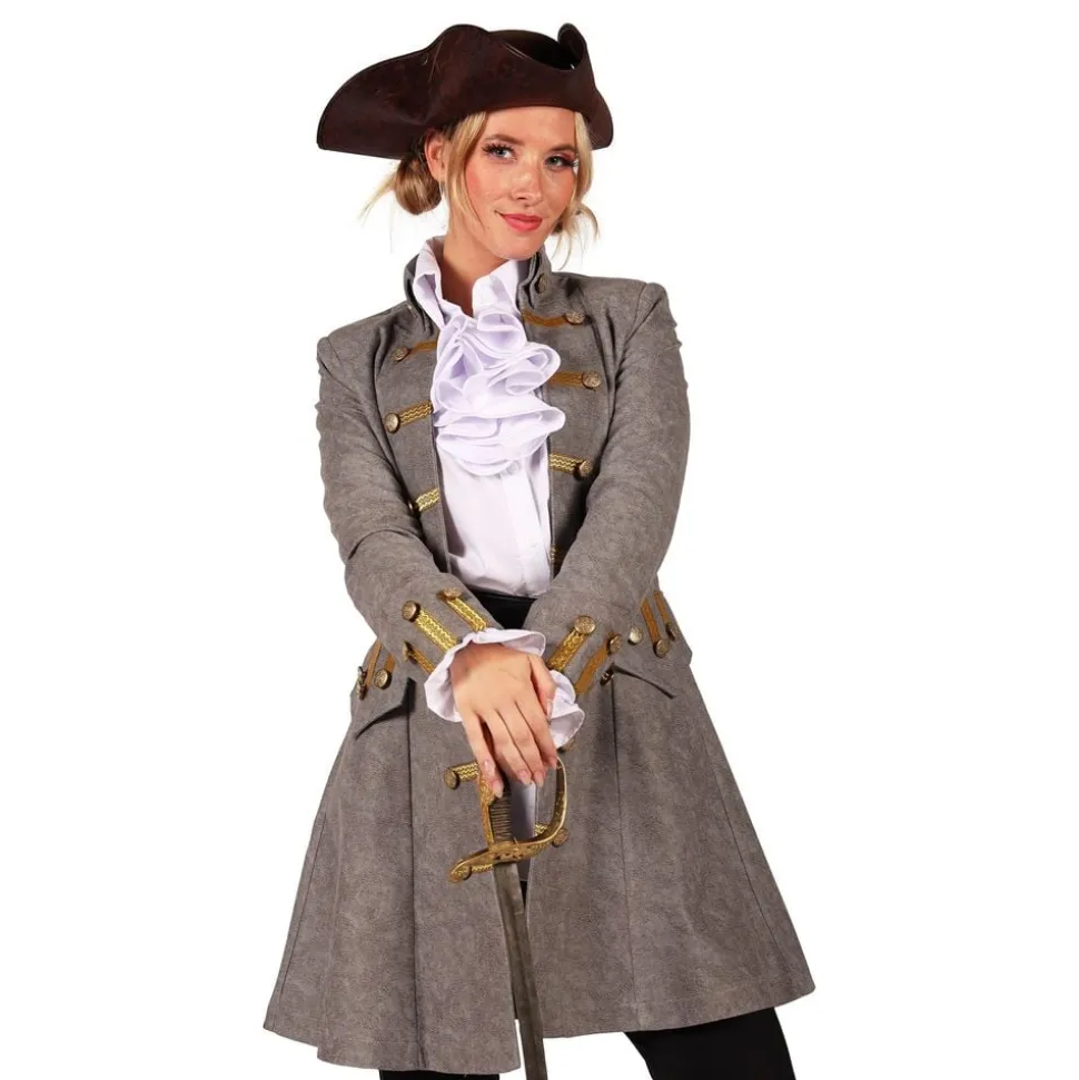 Piratjakke Grå Dame Deluxe