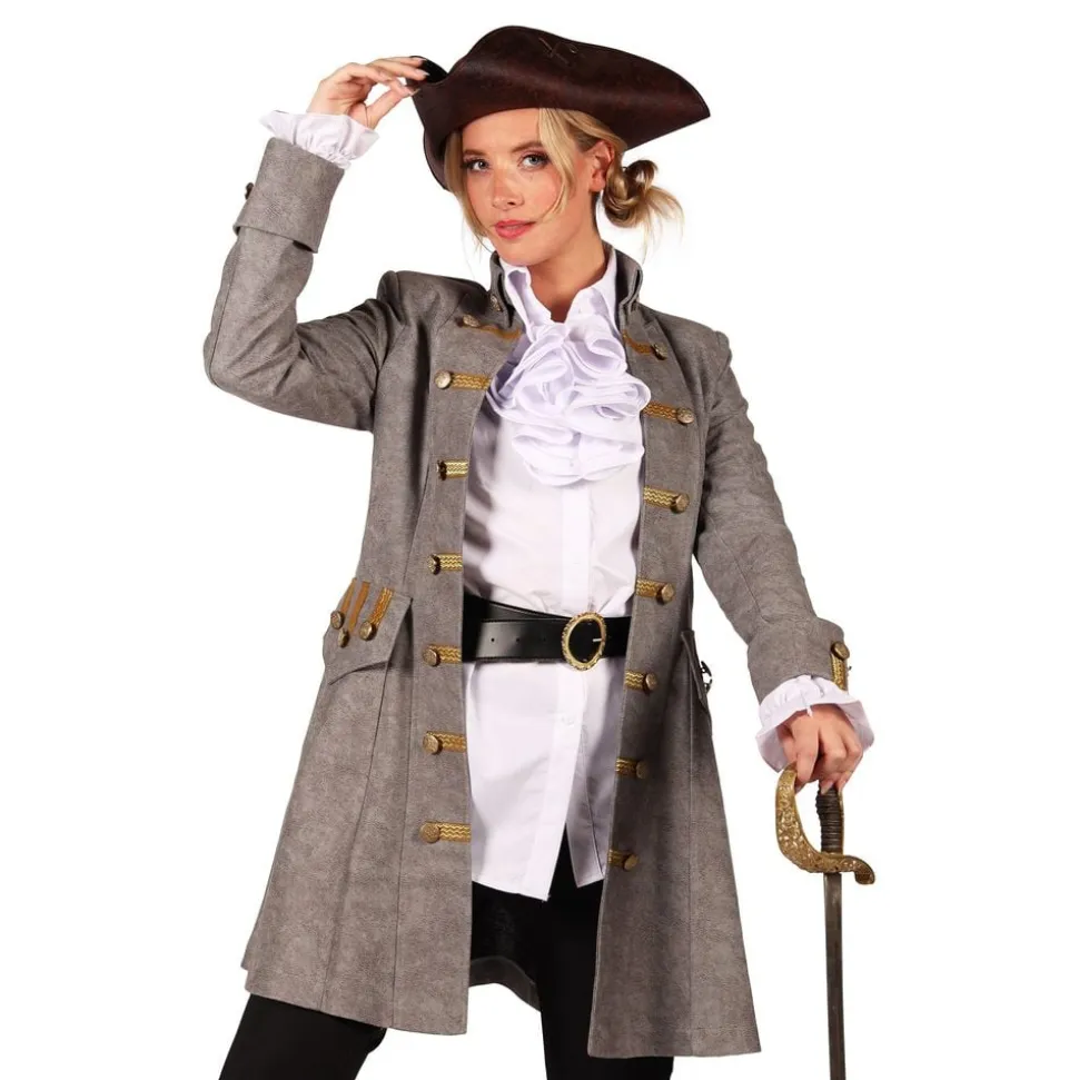 Piratjakke Grå Dame Deluxe