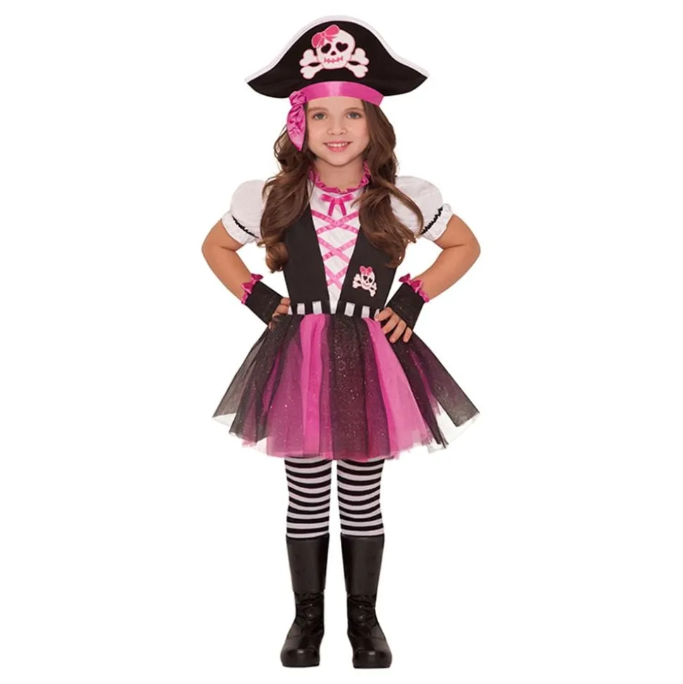 Piratkjole Rosa Kids Maskerade Kostyme