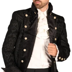 Piratkåpe Brocade Herre Svart Deluxe