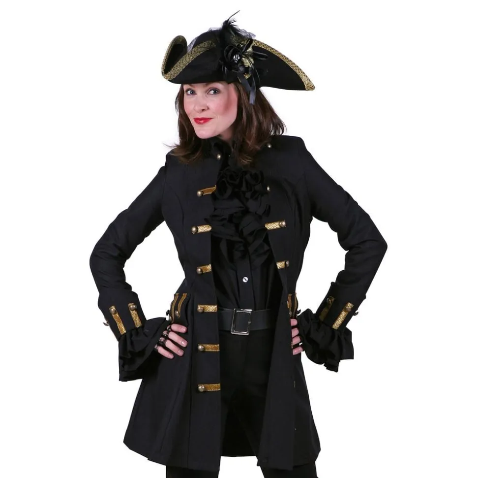 Piratkåpe Dame Svart Deluxe