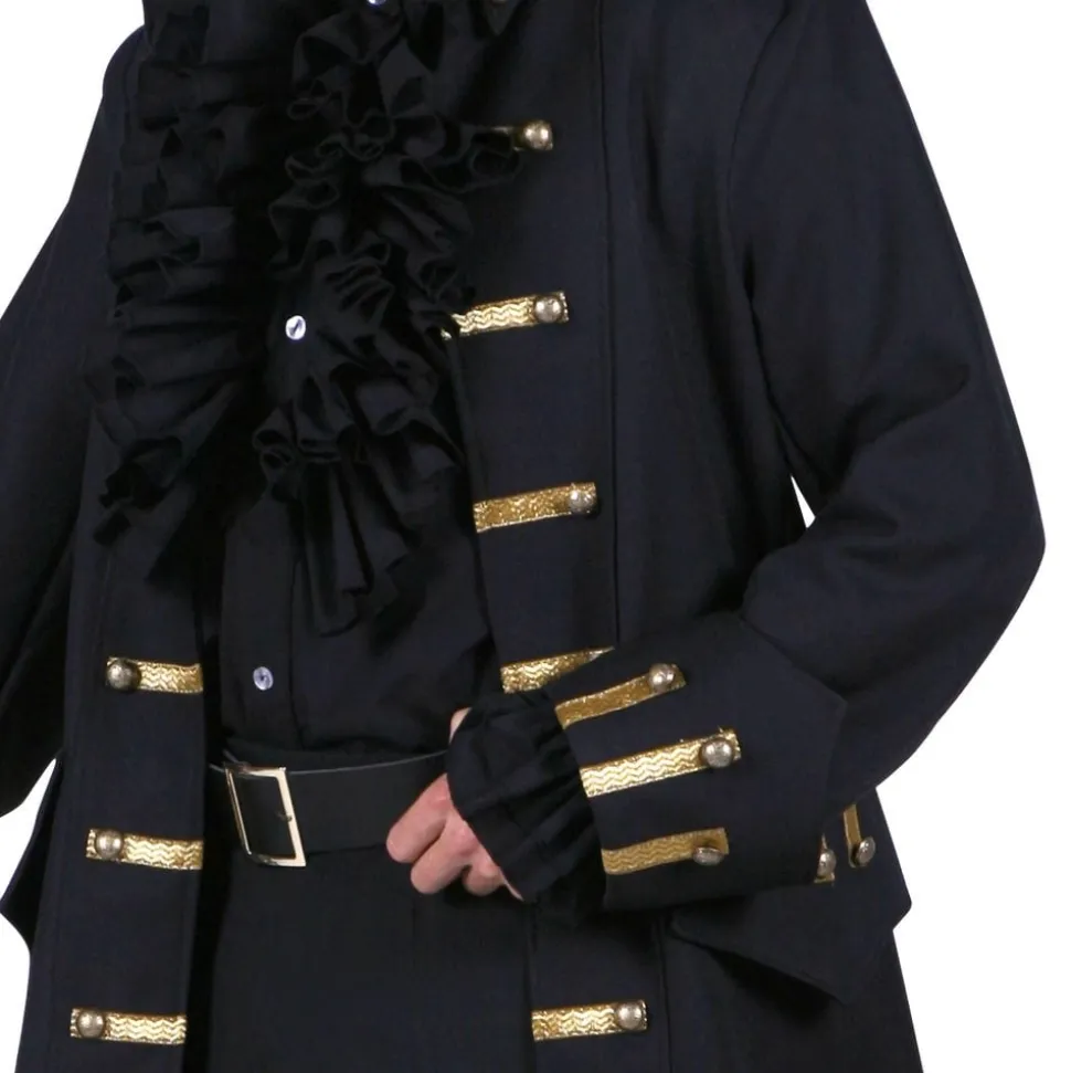 Piratkåpe Herre Svart Deluxe