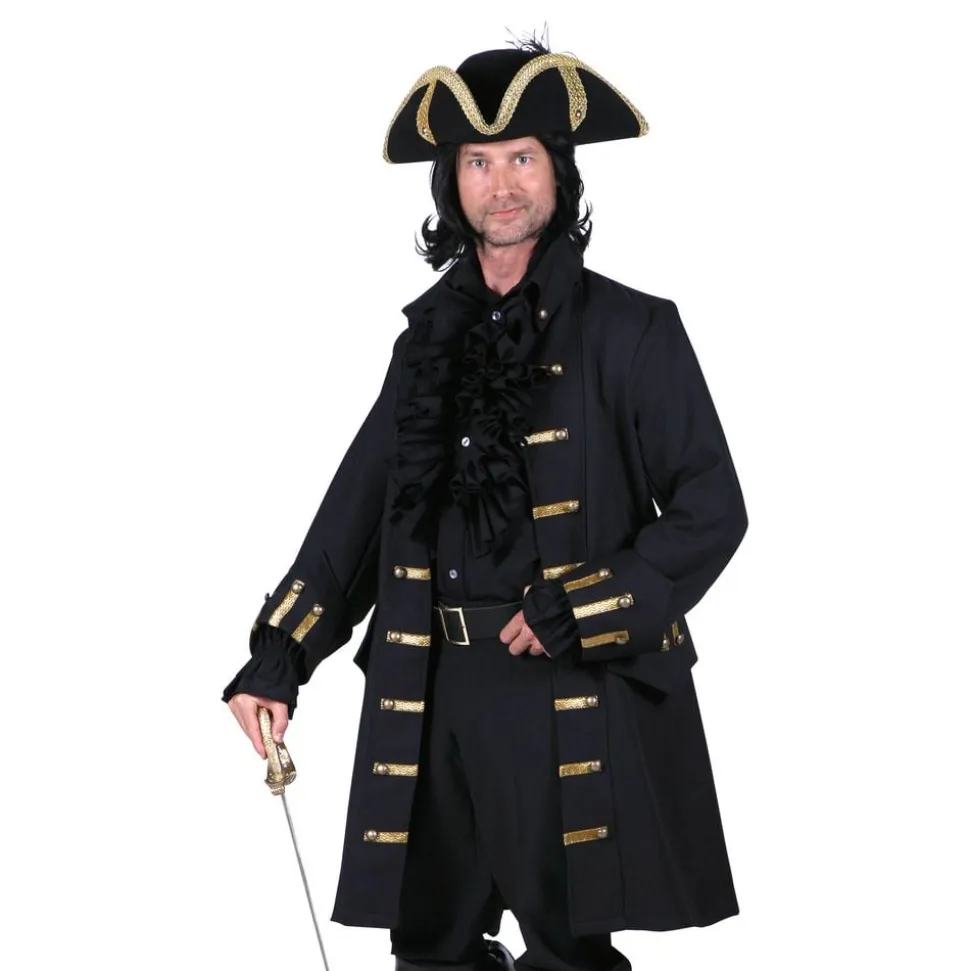 Piratkåpe Herre Svart Deluxe
