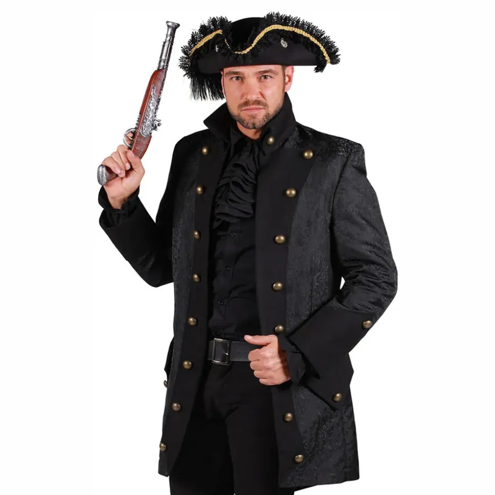 Piratkåpe Herre Svart Deluxe