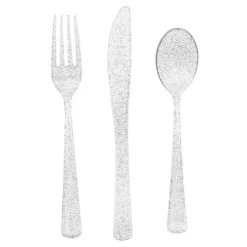 Plastbestikk Sølv Glitter