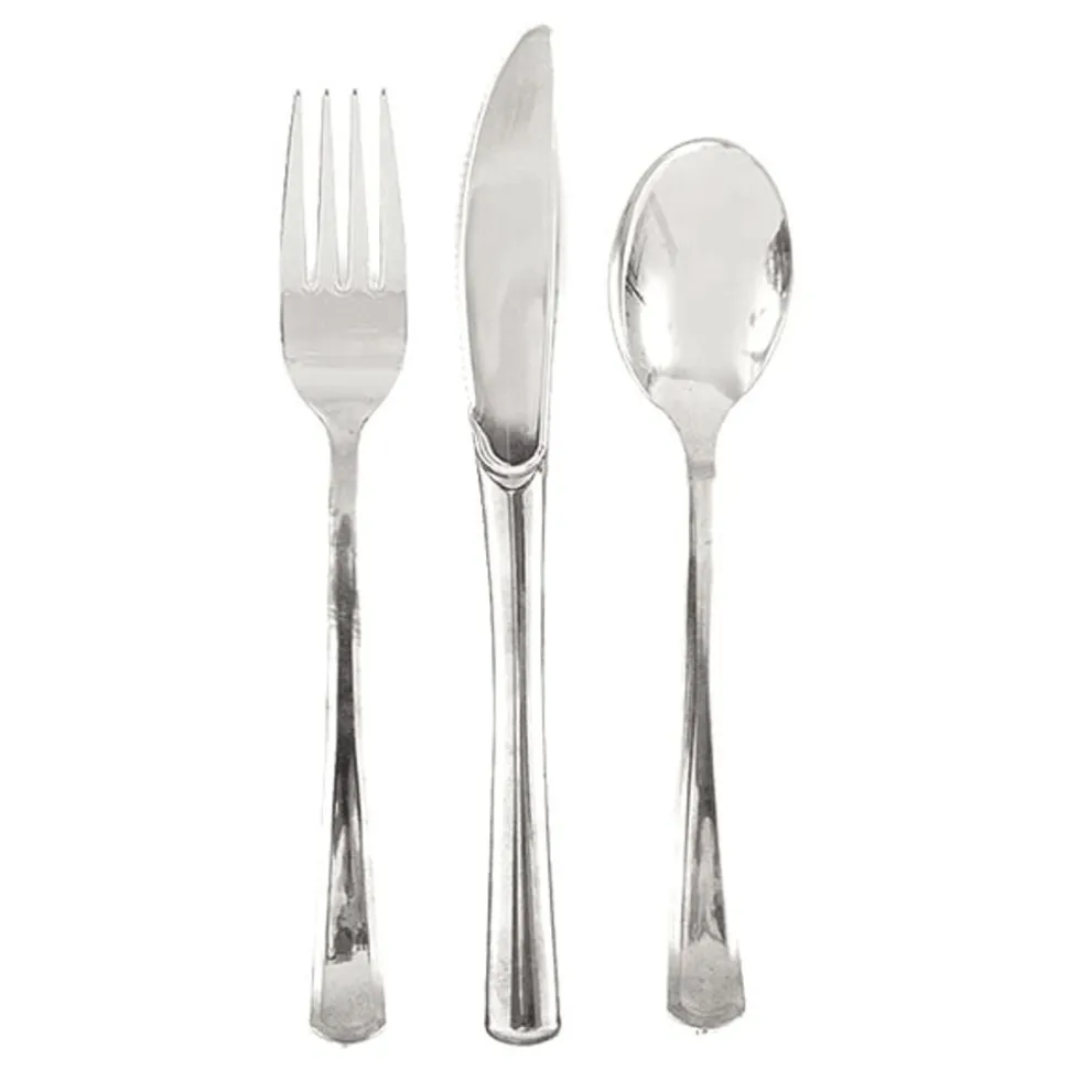 Plastbestikk Sølv Metallic