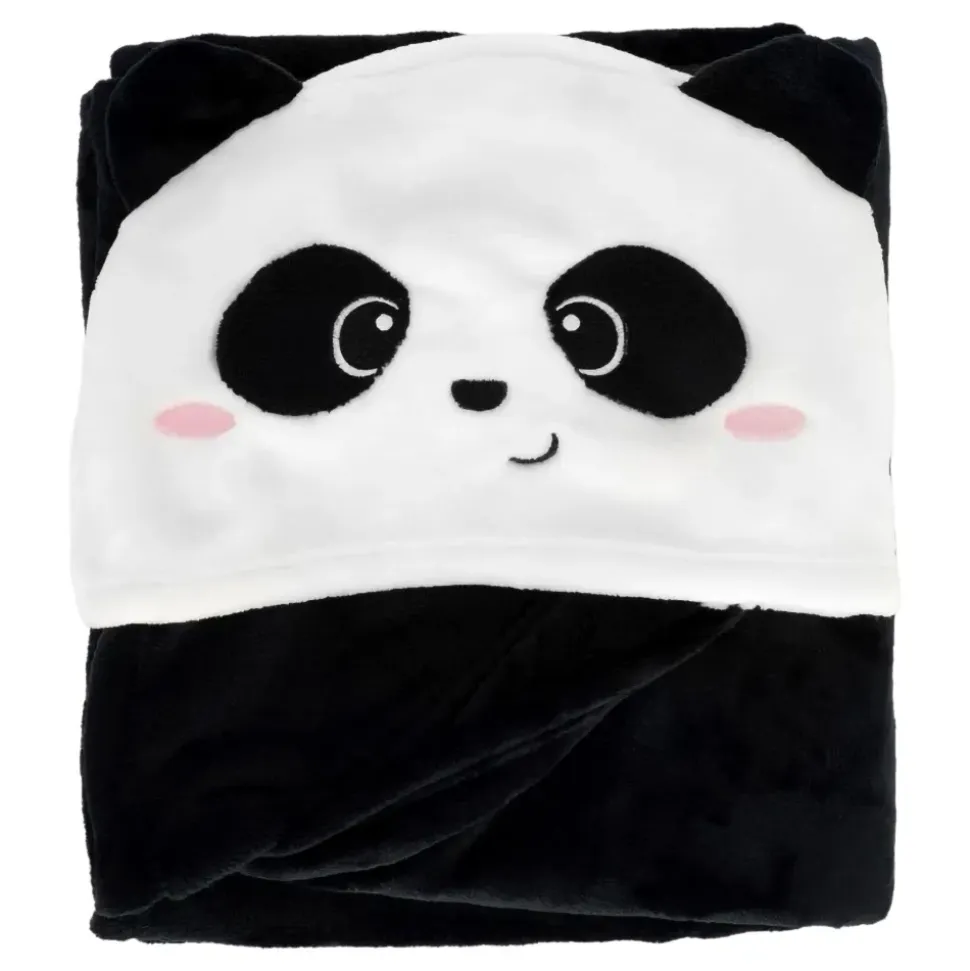 Pledd med hette Panda