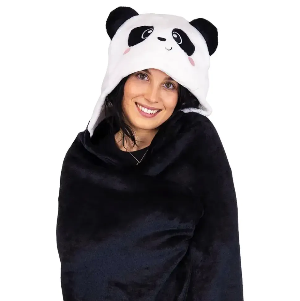 Pledd med hette Panda