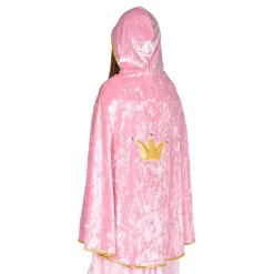 Prinsessecape rosa fløyel med hette til barn