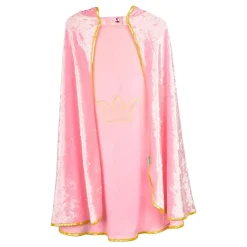 Prinsessecape rosa fløyel med hette til barn