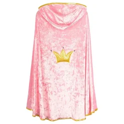 Prinsessecape rosa fløyel med hette til barn