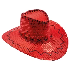 Rød Cowboyhatt med Paljetter