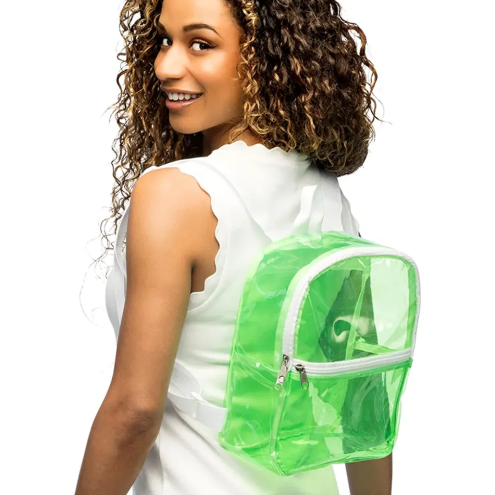 Ryggsekk Transparent Neongrønn