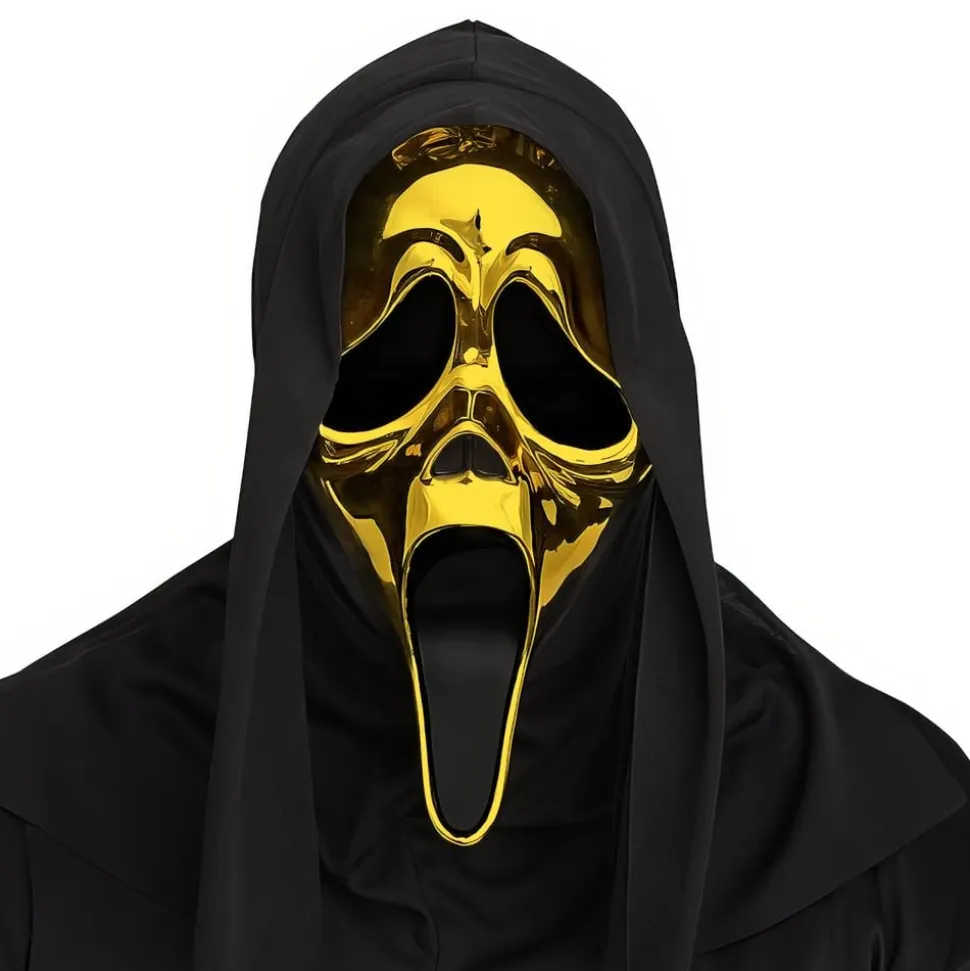 Scream Ghostface Gold Chrome Maske