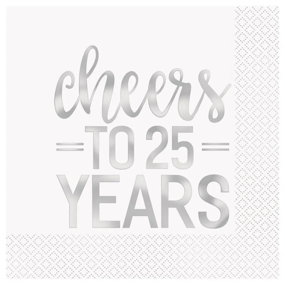 Servietter Cheers to 25 Years Sølv