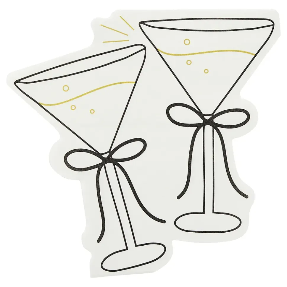 Servietter Cocktailglass Kremhvit Sløyfe