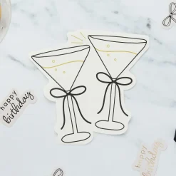 Servietter Cocktailglass Kremhvit Sløyfe
