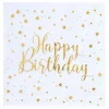 Servietter Happy Birthday Gull/ Hvit