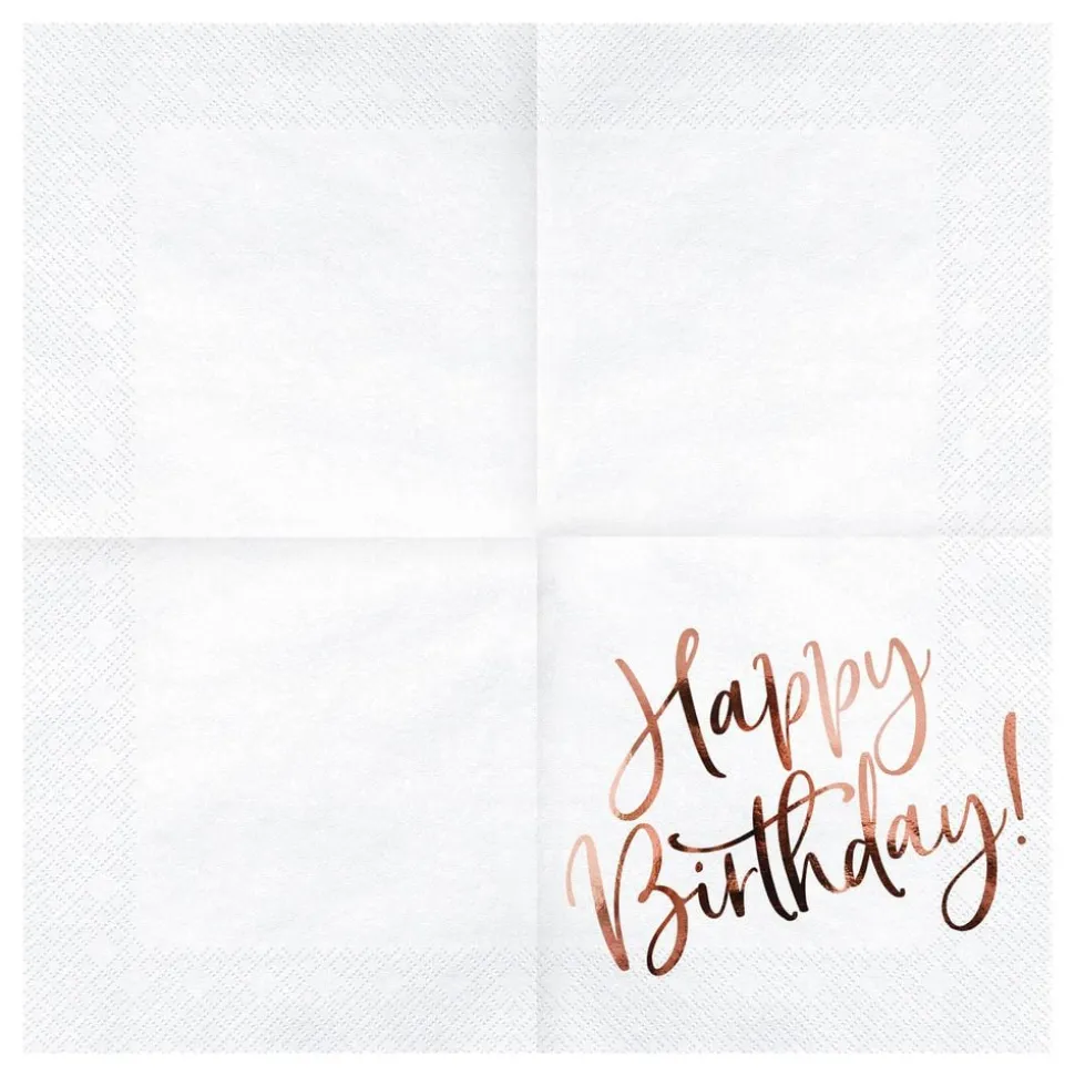 Servietter Happy Birthday Roségull
