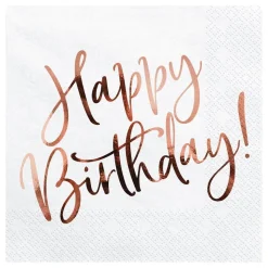 Servietter Happy Birthday Roségull