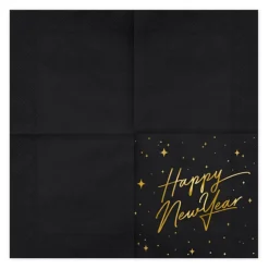 Servietter Happy New Year Gull Metallic/Svart