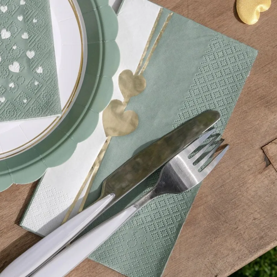 Servietter Hjerte Dusty Green